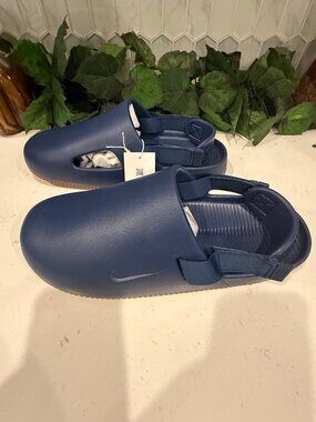 Nike Calm Mule Mens Slides Navy Gum Brown Size 13 Comfortable Slip-On Sandals